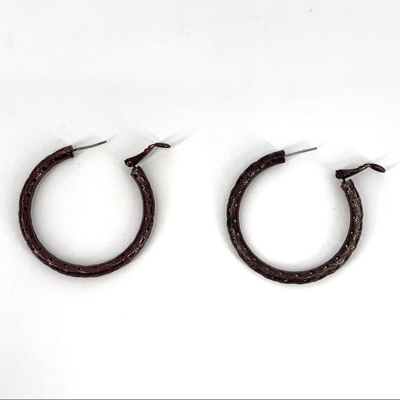 Lia Sophia Cutting Edge Brown Gold Hoop Earrings - Picture 5 of 12